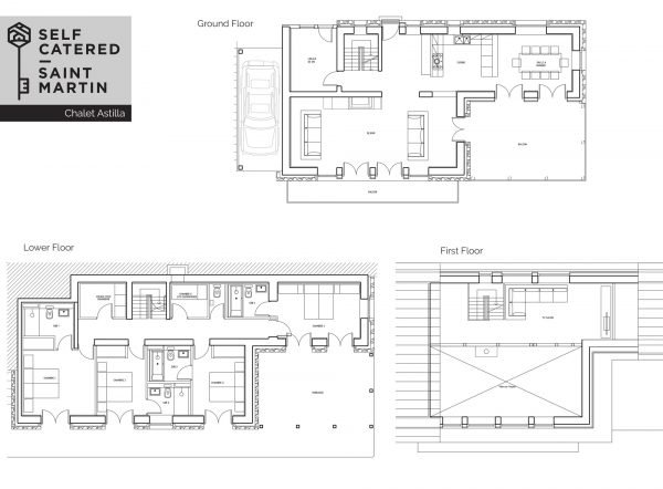 Plans d&#39;étage d&#39;un chalet indépendant avec bain à remous - 3 Vallées