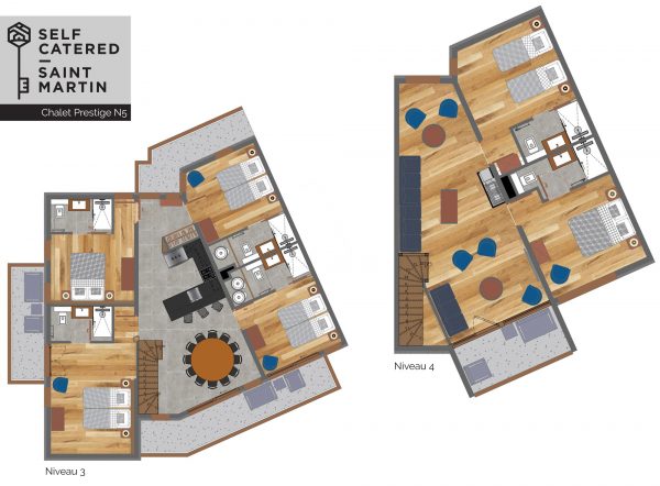 Floorplans - Trolles Prestige 5 - Large luxury ski apartment 3 Valleys