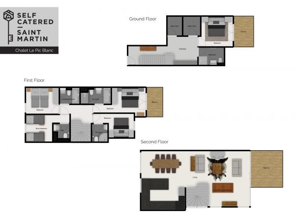 Chalet layout - Le Pic Blanc - Self-catered chalet in Saint Martin