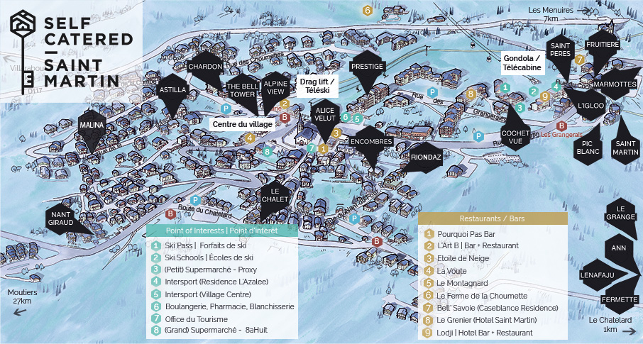 Resort -Karte mit allen Chalets