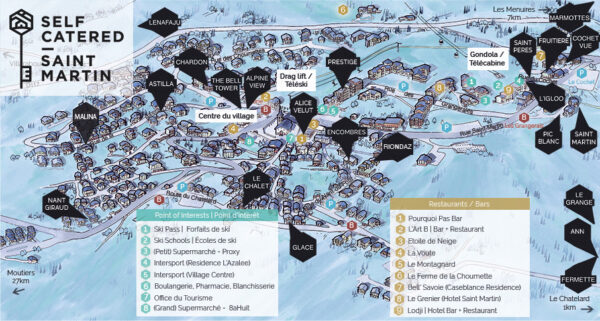 Resort -Karte mit allen Chalets